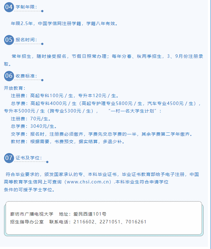 廊坊開放大學（永清分校）2022年春季招生簡章