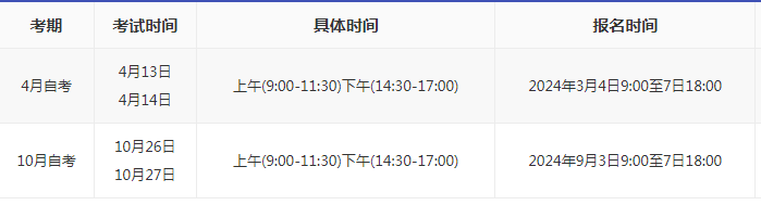 河南自考時間怎么安排的2024？