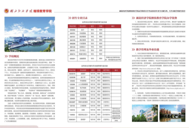 2023年高等教育自學考試非全日制專科、專升本助學班招生簡章