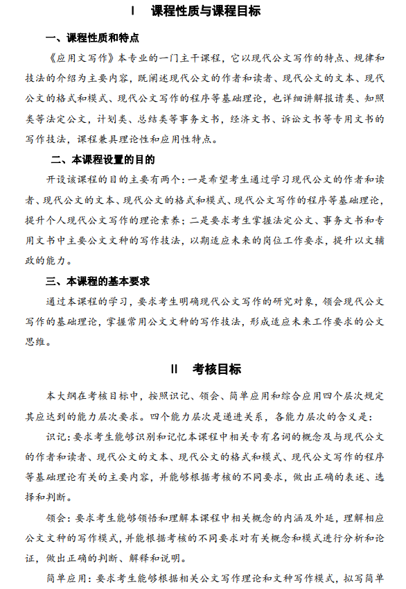 2024年江蘇自學考試大綱27007應用文寫作（高綱4222）