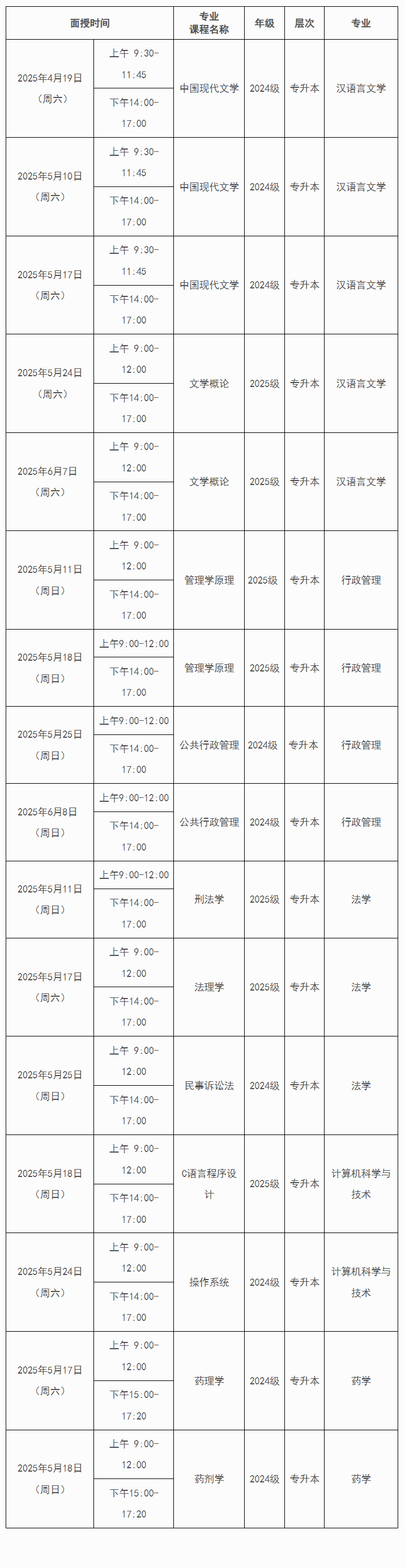 關于四川大學高等學歷繼續教育（成人教育）2025年春季學期自辦專業課程面授安排的通知