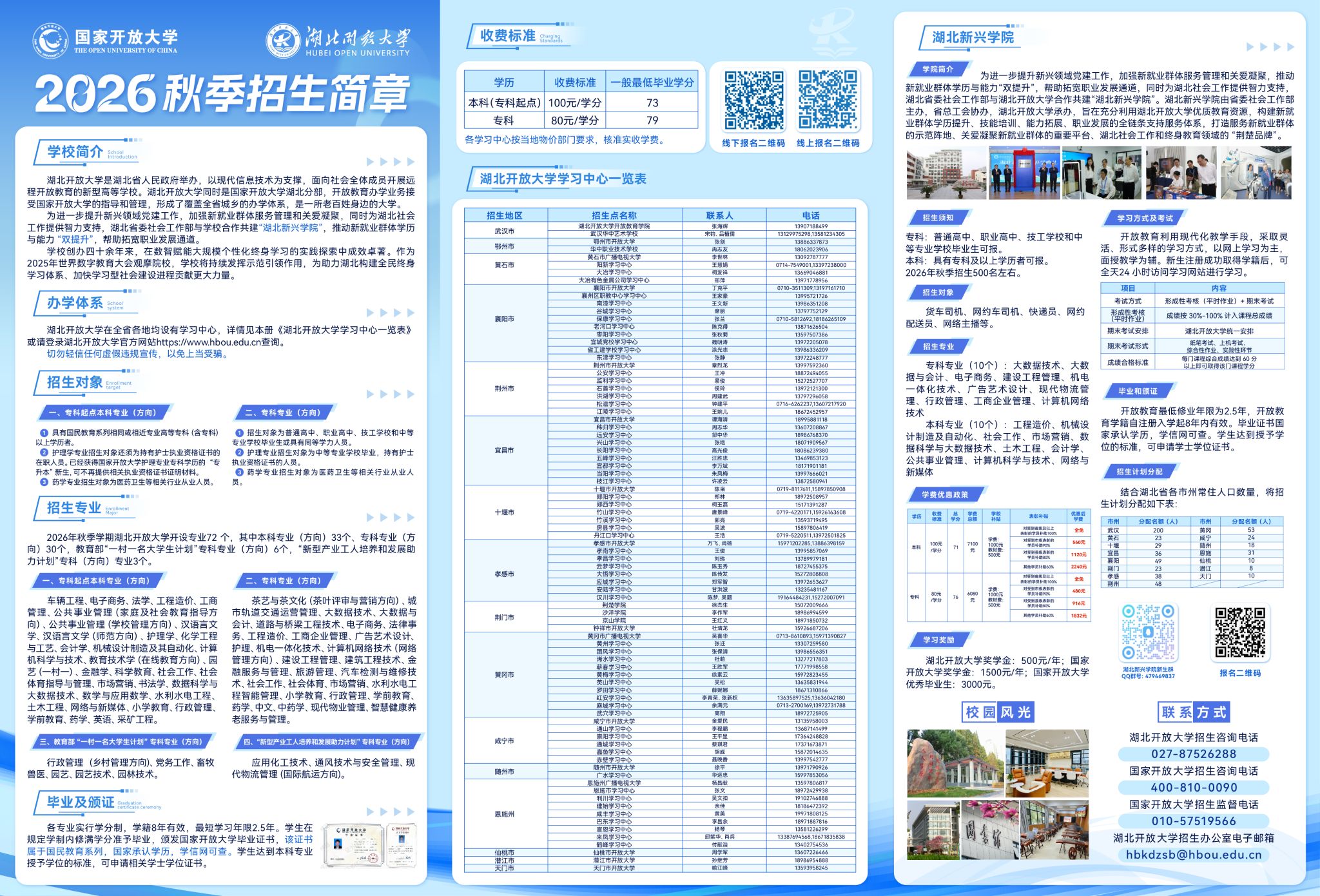 湖北開放大學2026年秋季學期開放教育招生簡章