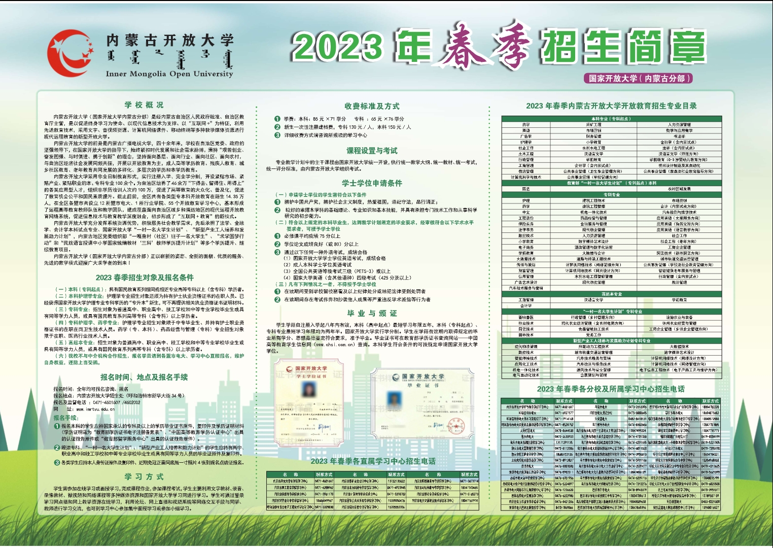 內蒙古正藍旗開放大學2023年春季招生簡章