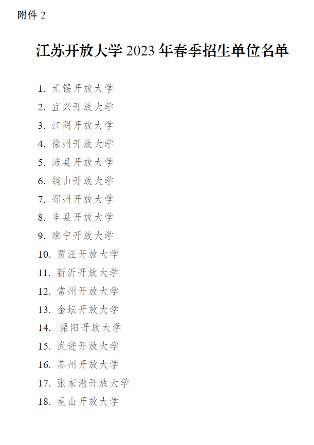 關于做好江蘇開放大學2023年春季招生工作的通知