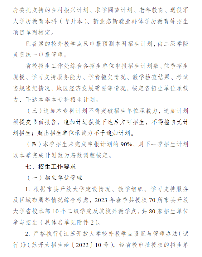 關于做好江蘇開放大學2023年春季招生工作的通知