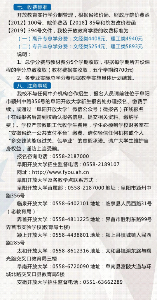 阜陽開放大學2022年秋季招生簡章