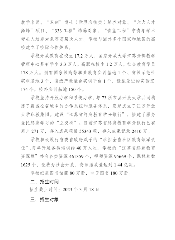 江蘇揚州開放大學（廣陵分校）2023年春季招生簡章