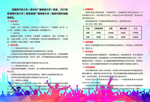 景德鎮浮梁開放大學2023年春季開放教育招生簡章