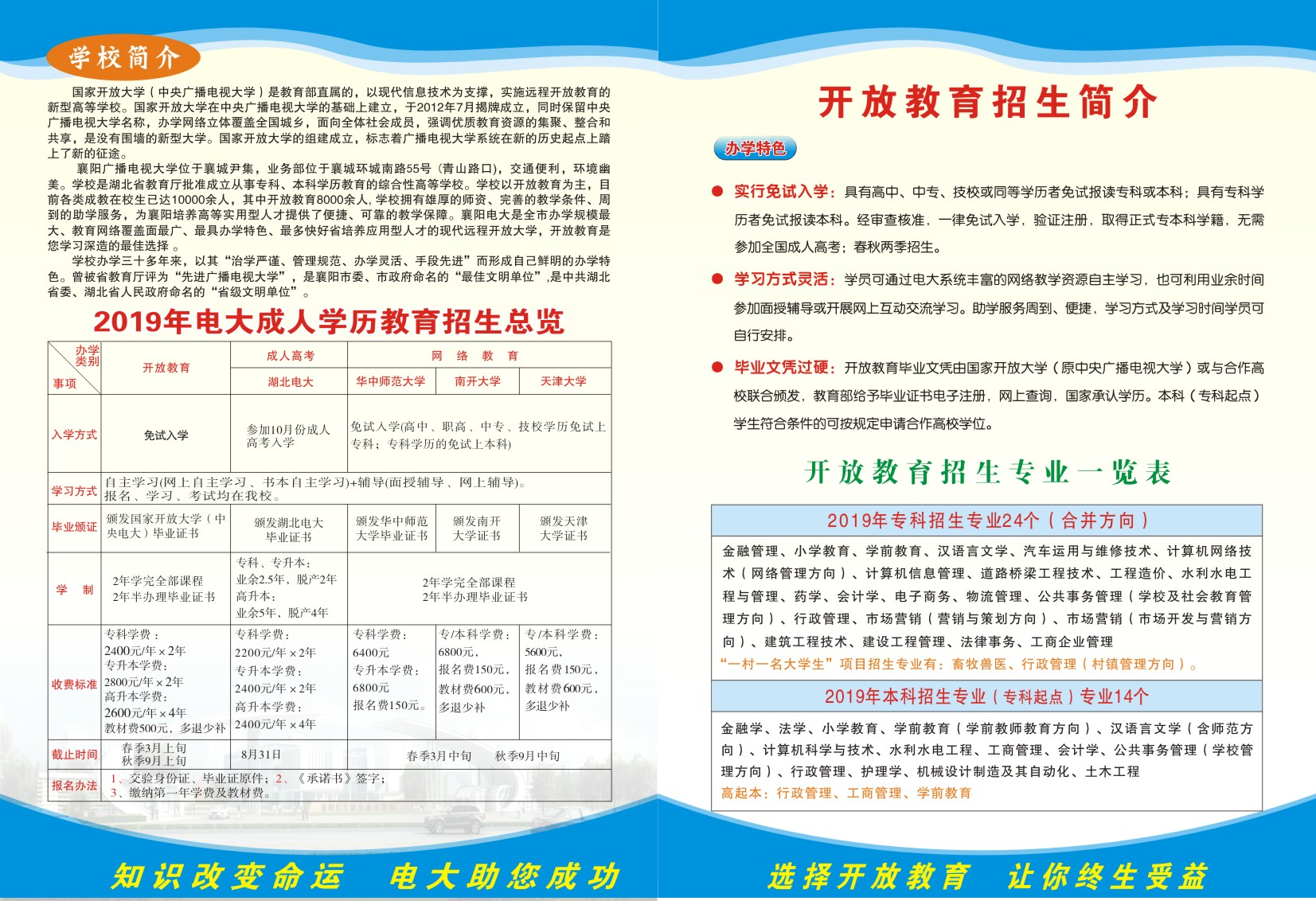 襄陽襄城開放大學2019年招生簡章