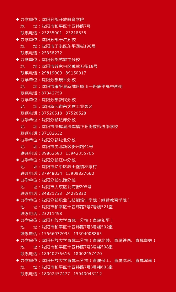 沈陽開放大學秋季開放教育招生簡章