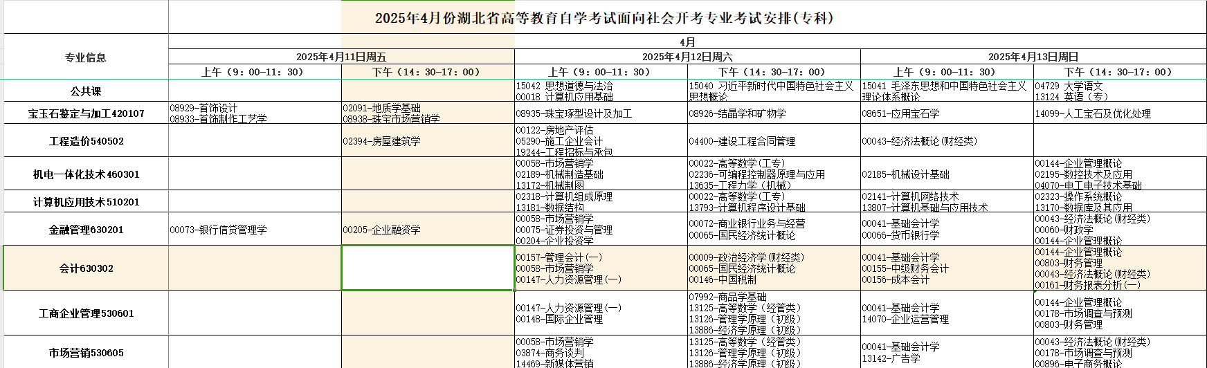 2025年4月湖北省自考考試安排 2025年4月湖北省自考考試安排