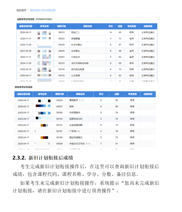 四川省高等教育自學考試新舊計劃銜接 考生操作說明