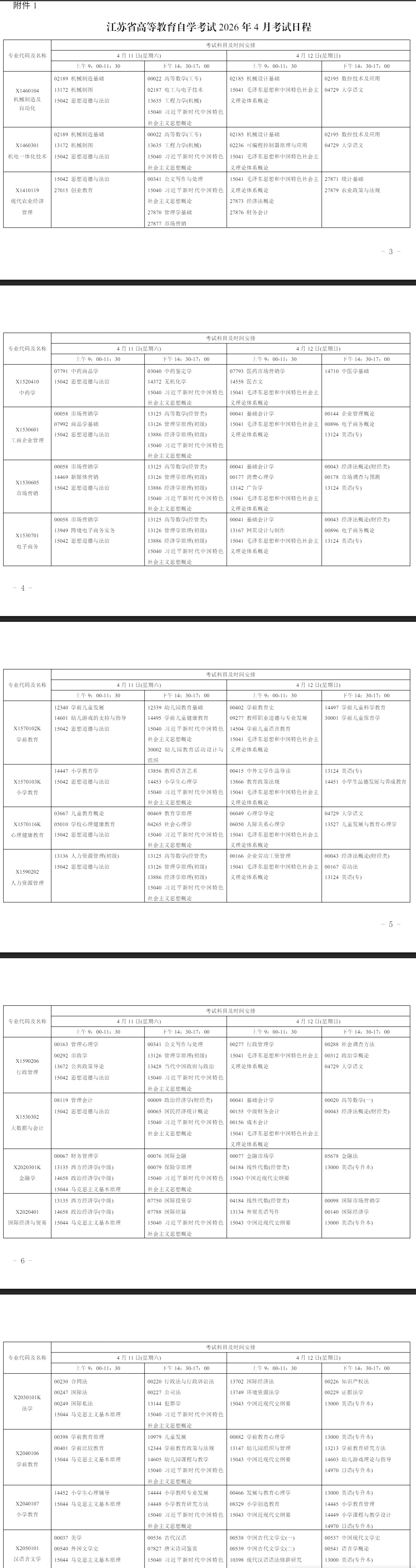 2026年4月江蘇省連云港市自考考試安排